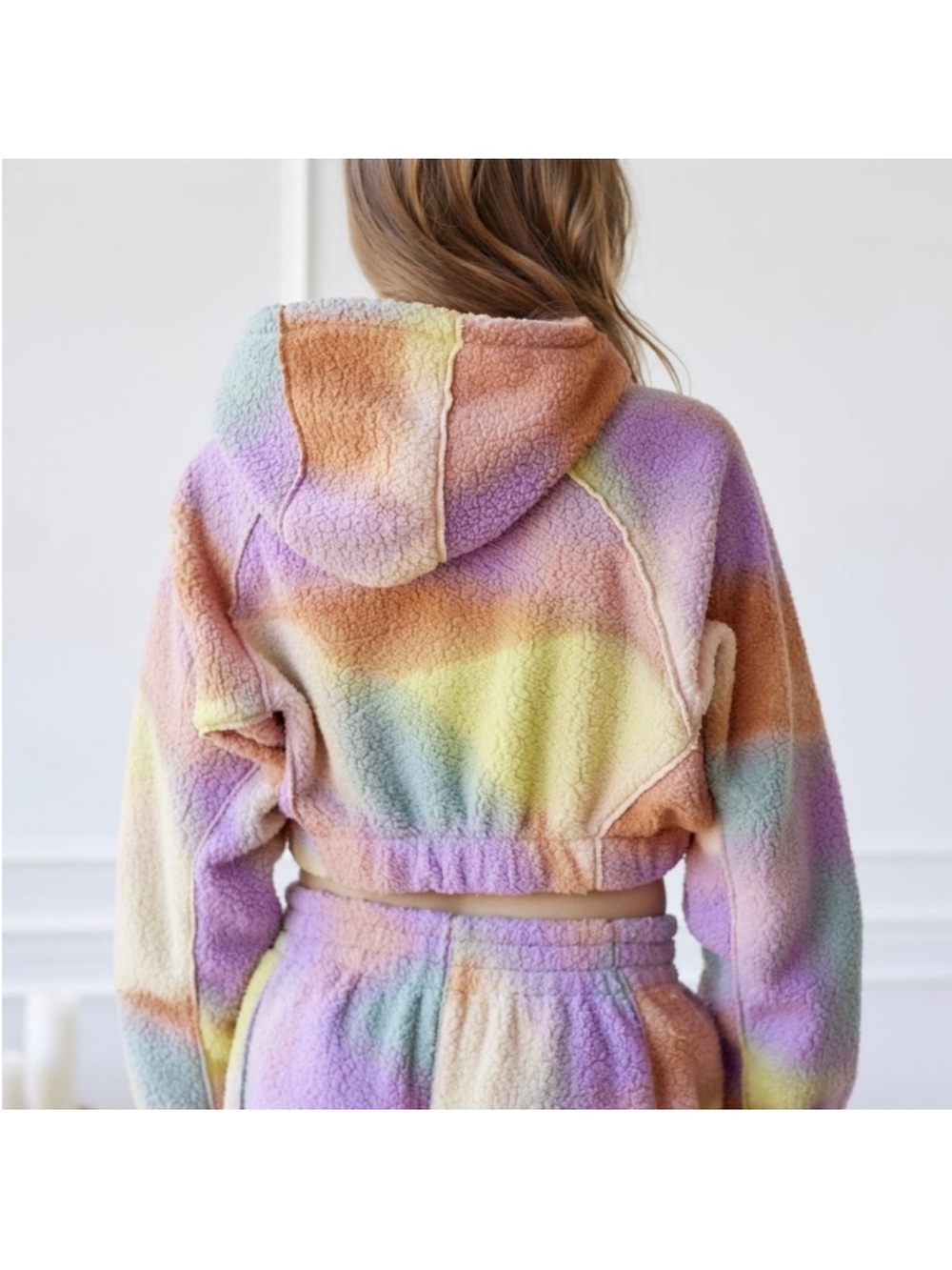 Urban outfitters Pastel Tie-Dye Sherpa Zip Hoodie Jacket